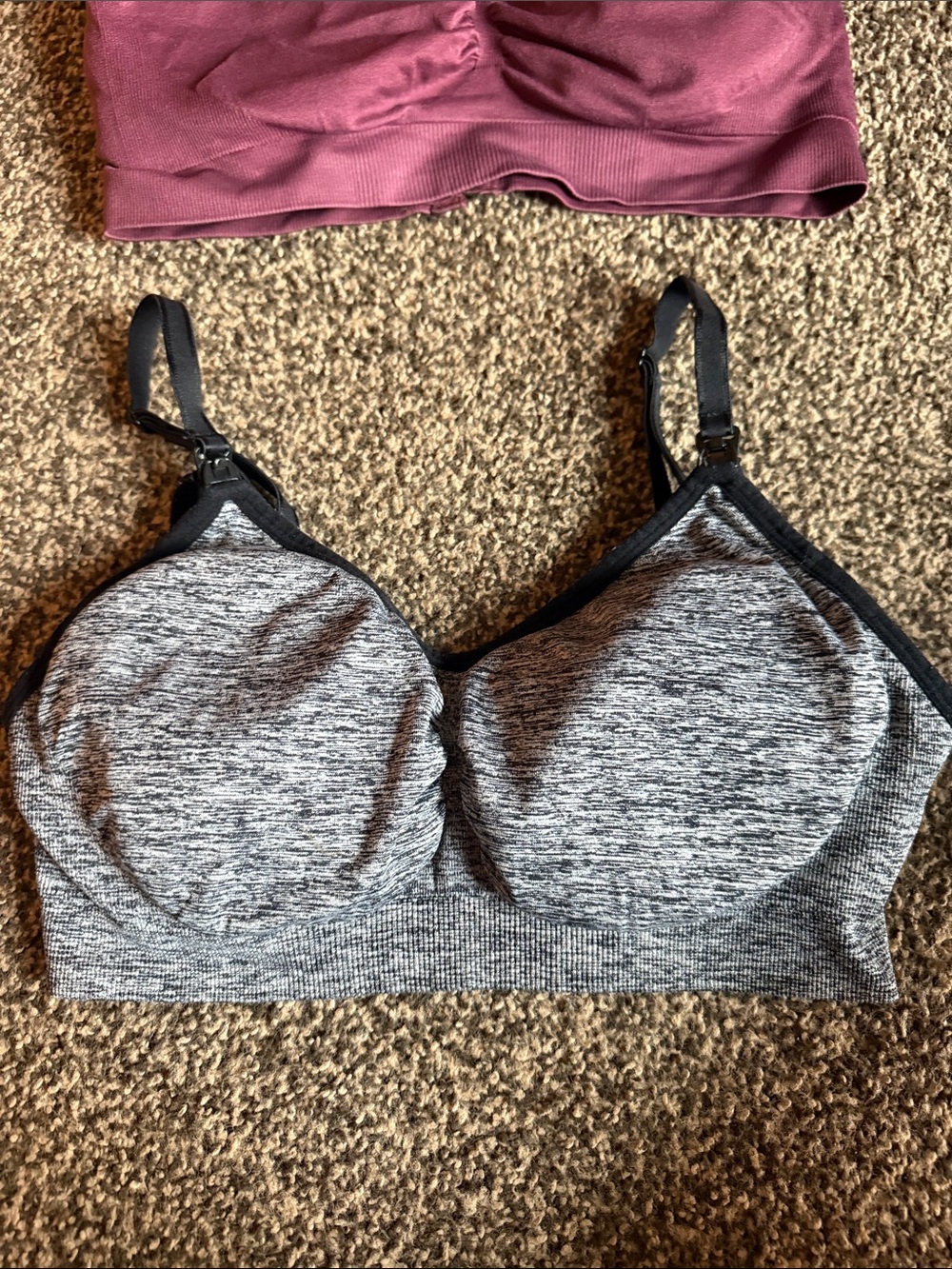 Motherhood Maternity Wireless Nursing Bralette in Plum and Heather Gray - Picture 5 of 8